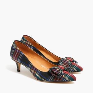 J Crew Esme Plaid Tartan Bow Kitten Heels